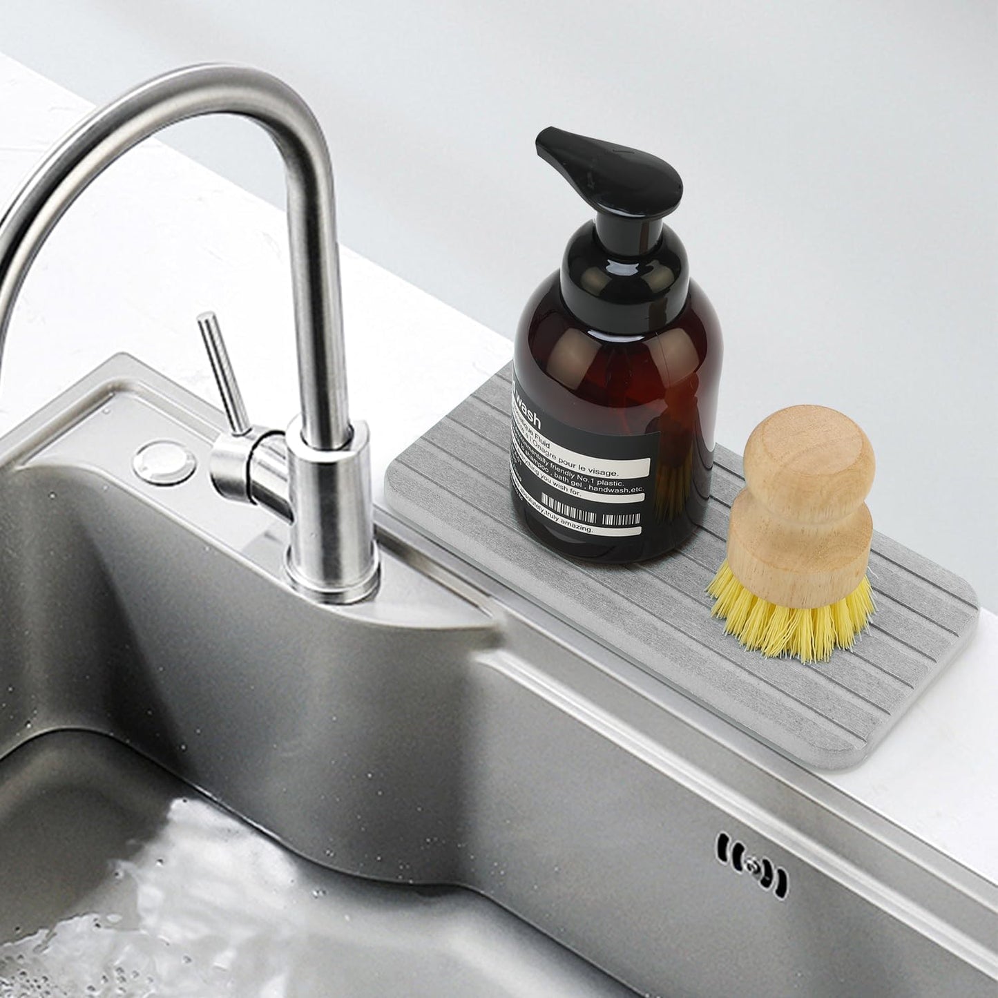 Diatomaceous Earth Dish Drying Mat for Kitchen Sink Bathroom Counter Trays Water Absorbing Stone Drying Tray Diatomite Soap Dish Coasters Absorbent Stone Quick Dry Sink Trays Kitchen Accessories