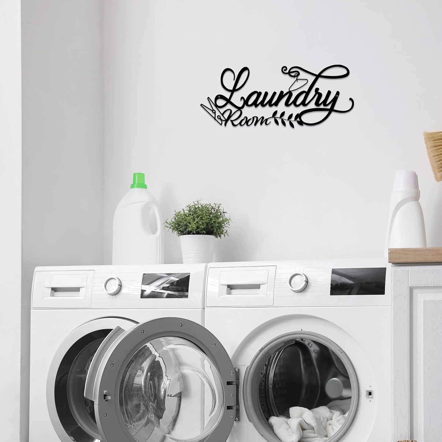 Metal Laundry Room Wall Decor Sign, Black Farmhouse Style, Decorative Wall Art,18.1 x 7.1 inch