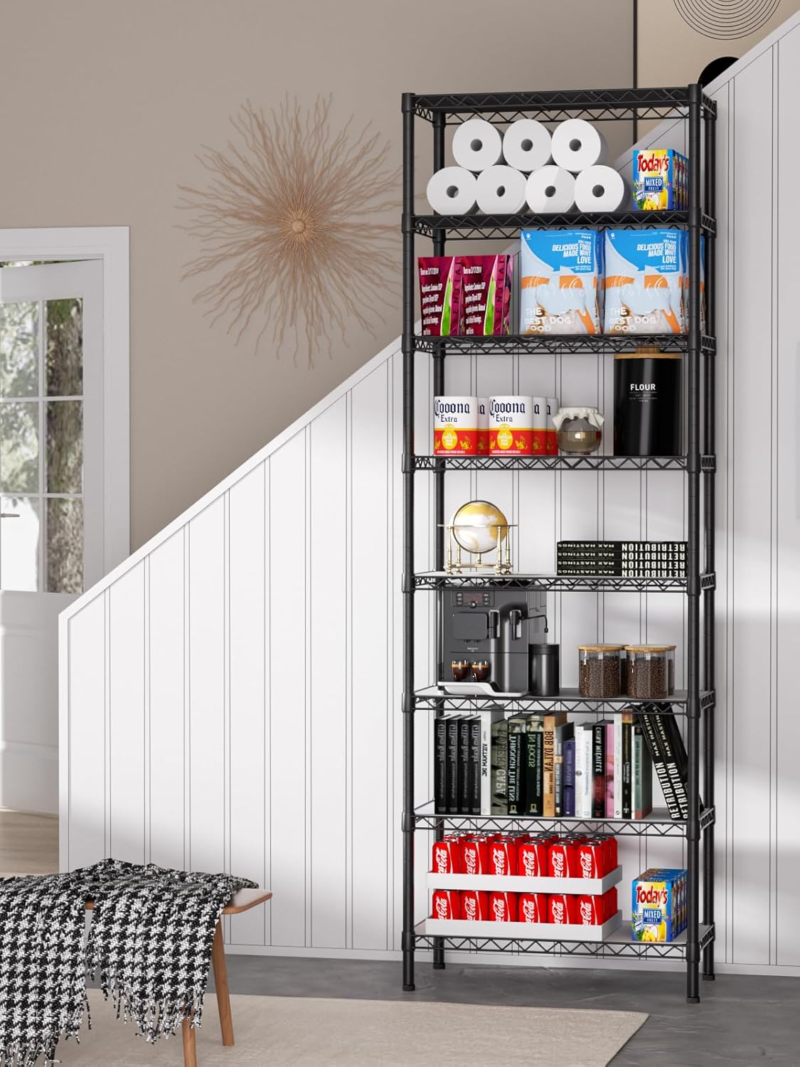 8 Tier Adjustable Storage Shelves Heavy Duty Metal Shelf Wire Shelving Unit Organizer Rack for Home Kitchen Office Pantry Room Bathroom Shelving Organizers and Storage Laundry