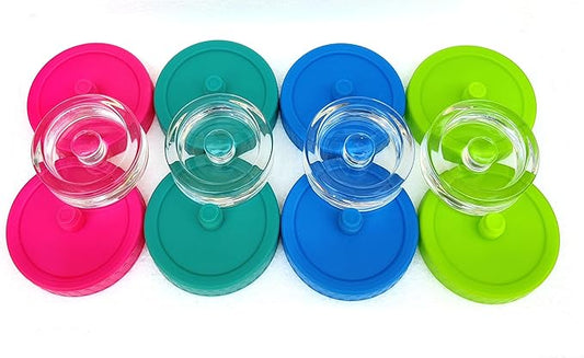 Mason Jar Fermentation Kit, NonSlip Grip Handle Fermentation 4pcs Glass Weights and 8Pcs Waterless Airlock Caps - for Fermenting Sauerkraut, Pickles, Kimchi in Wide Mouth Mason Jars (4)