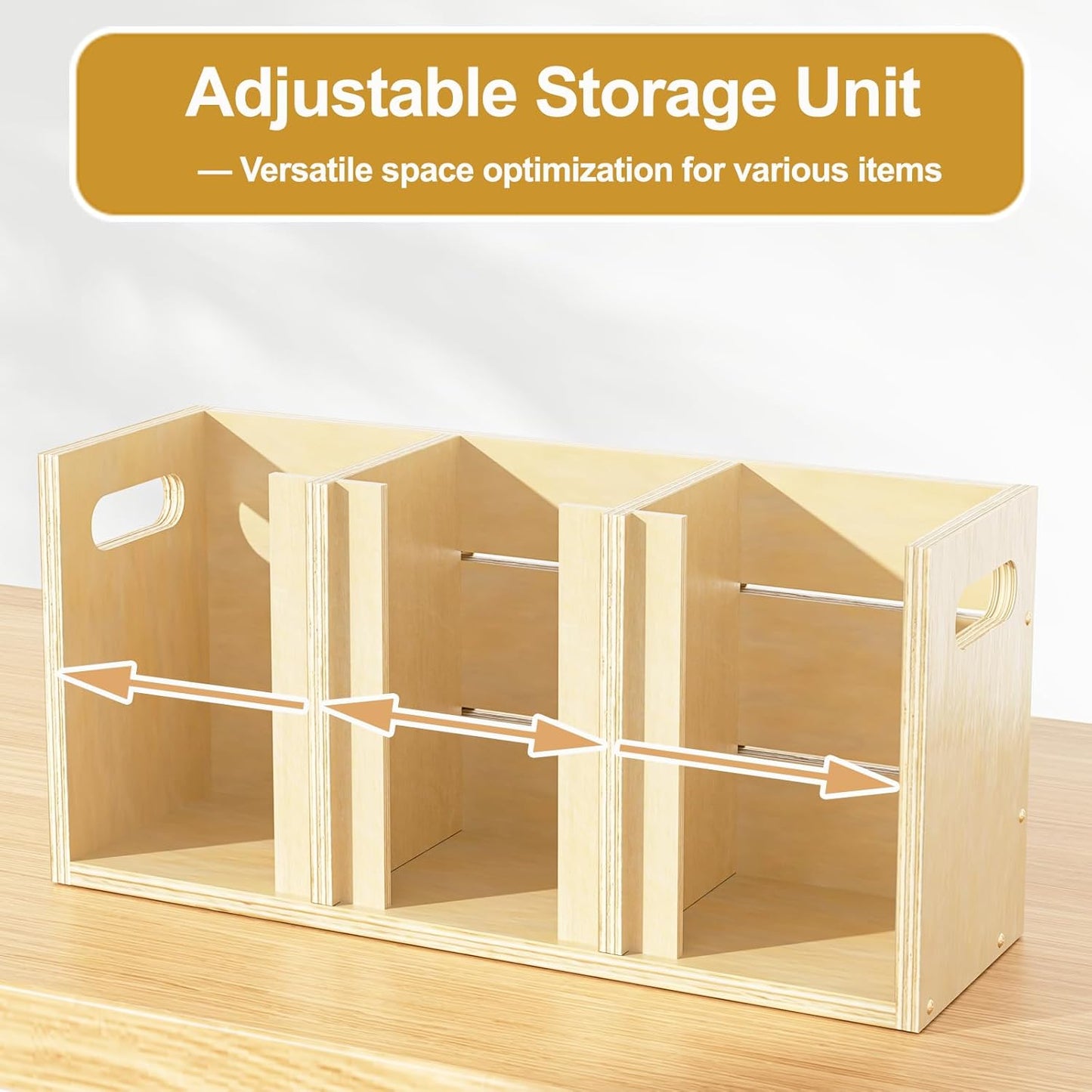 Wood Cup Lid Organizer 3 Compartments with Adjustable Dividers for Counter Wall Mount Disposable Cup and Lid Storage Kitchen Restaurants Fast Food Coffee Shop Supplies (15”W x 7”H x 4.7”D)