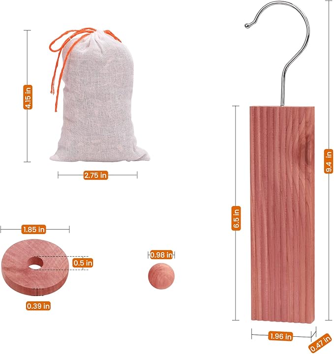 Homode Cedar Blocks for Clothes Storage, Cedar Wood Chips and Balls for Closets and Drawers, Fresh Scented Sachets, 40 Pack