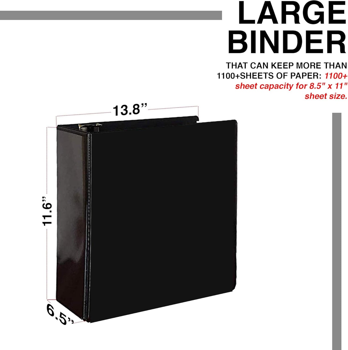 Performore - 2 Pack of 6 Inch 3 Ring Binder with Locking Angle D Rings, Professional Heavy Duty Large Storage Binder with Pockets, Fits 8.5 x 11 Inch Sheets, Non-Stick Clear View Cover, Customizable