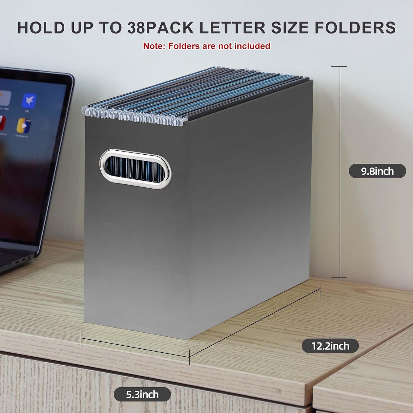 Oterri Cardboard File Organizer Box for Hanging File Folders Letter Size,File Box for Computer Desk,File Cabinet,Working Home,Office,Classroom (Gradient Light gray, Letter Size - 2 Packs)