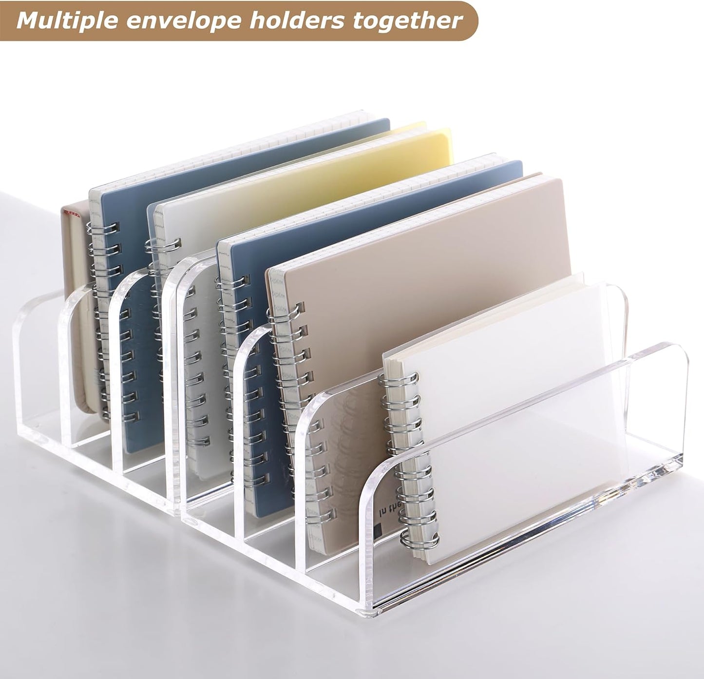 SANRUI Acrylic File Mail Desktop Organizer Sorters,3 Compartments Laddered Clear Desk Letter Organizer Office Document Sorter,Multifunction Envelope Folder Racks Holders for Office,Home, School