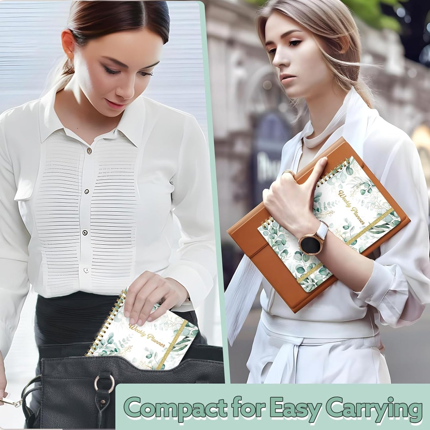 Undated Weekly Planner, A5 Weekly To Do List Notebook with Habit Tracker Spiral Binding Weekly Planner Notebook with Stickers Home Work School Supplies, Grean Leaves