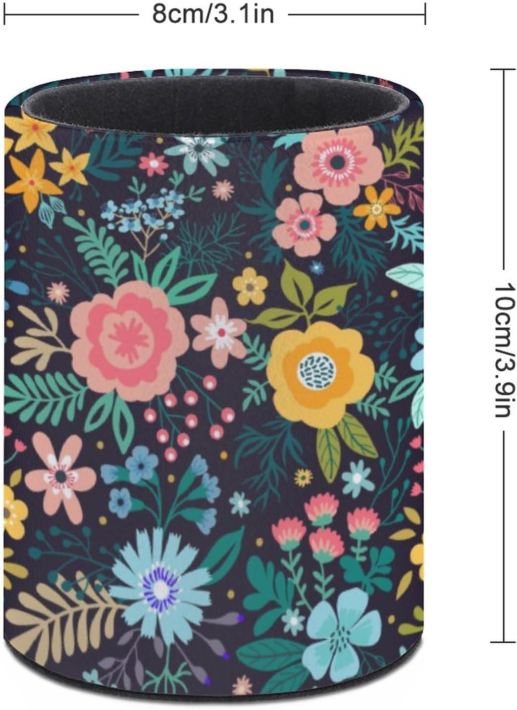 Flowers Floral Pen Holder Pencil Organizer Cute Pencil Cup Desk Decor Makeup Brush Holder PU Multifunctional Office Suppliesfor Home Classroom School