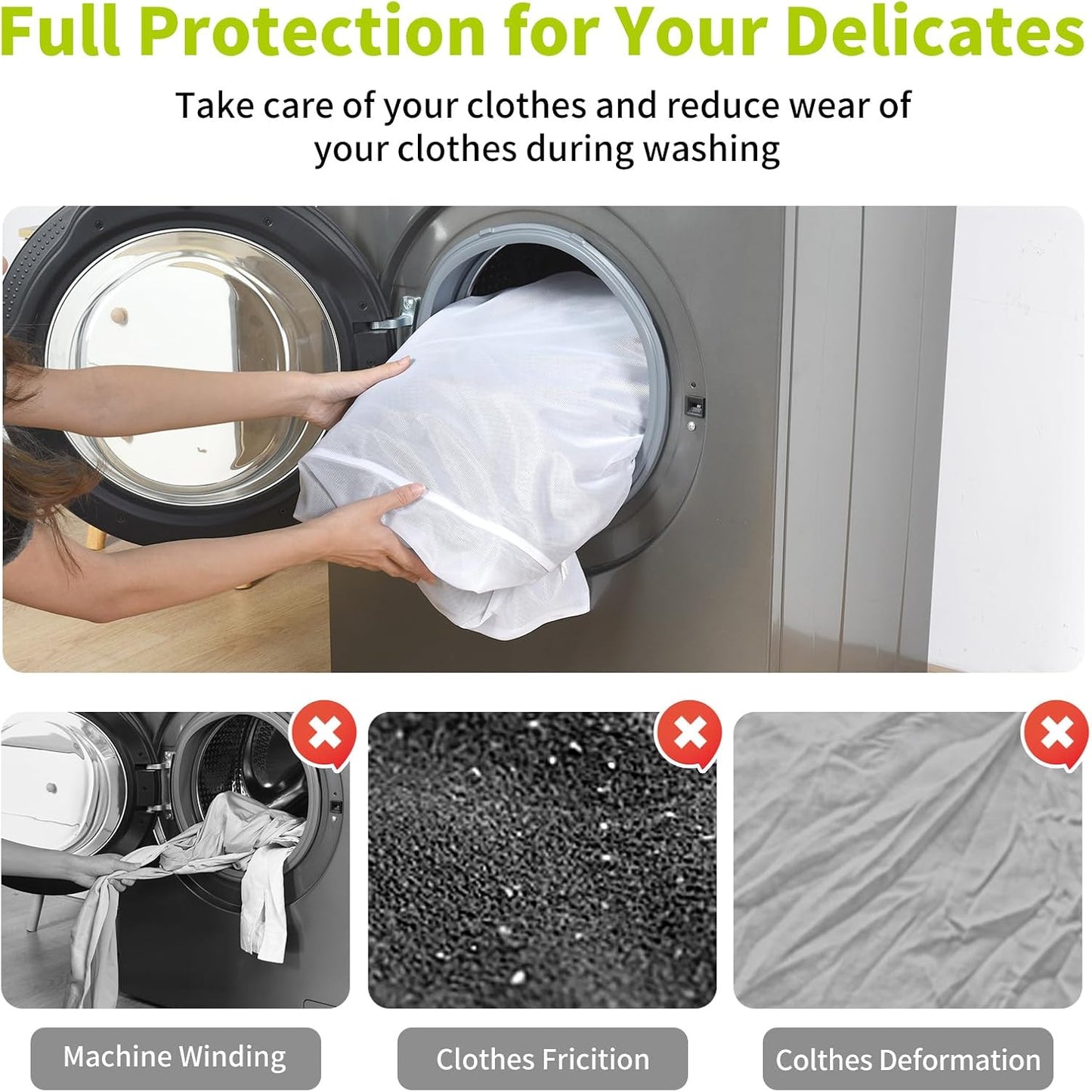 OTraki Ex-Large Mesh Laundry Bag 36x43 Inch Drawstring Laundry Wash Bags 2 Pack Dirty Clothes Net Laundry Bag Heavy Duty Travel Storage Organize Bag for Home Apartment Dorm Camp Hotel Beach, White