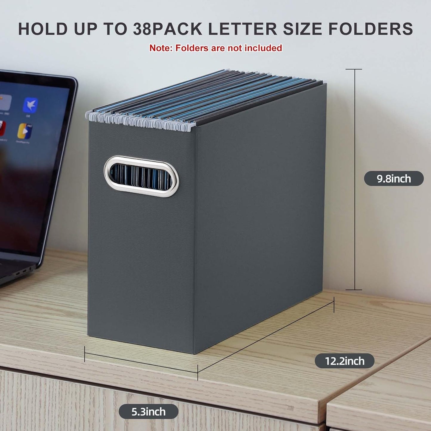 Oterri Cardboard File Organizer Box for Hanging File Folders Letter Size,File Box for Computer Desk,File Cabinet,Working Home,Office,Classroom (Dark Grey, Letter Size - 8 Packs)