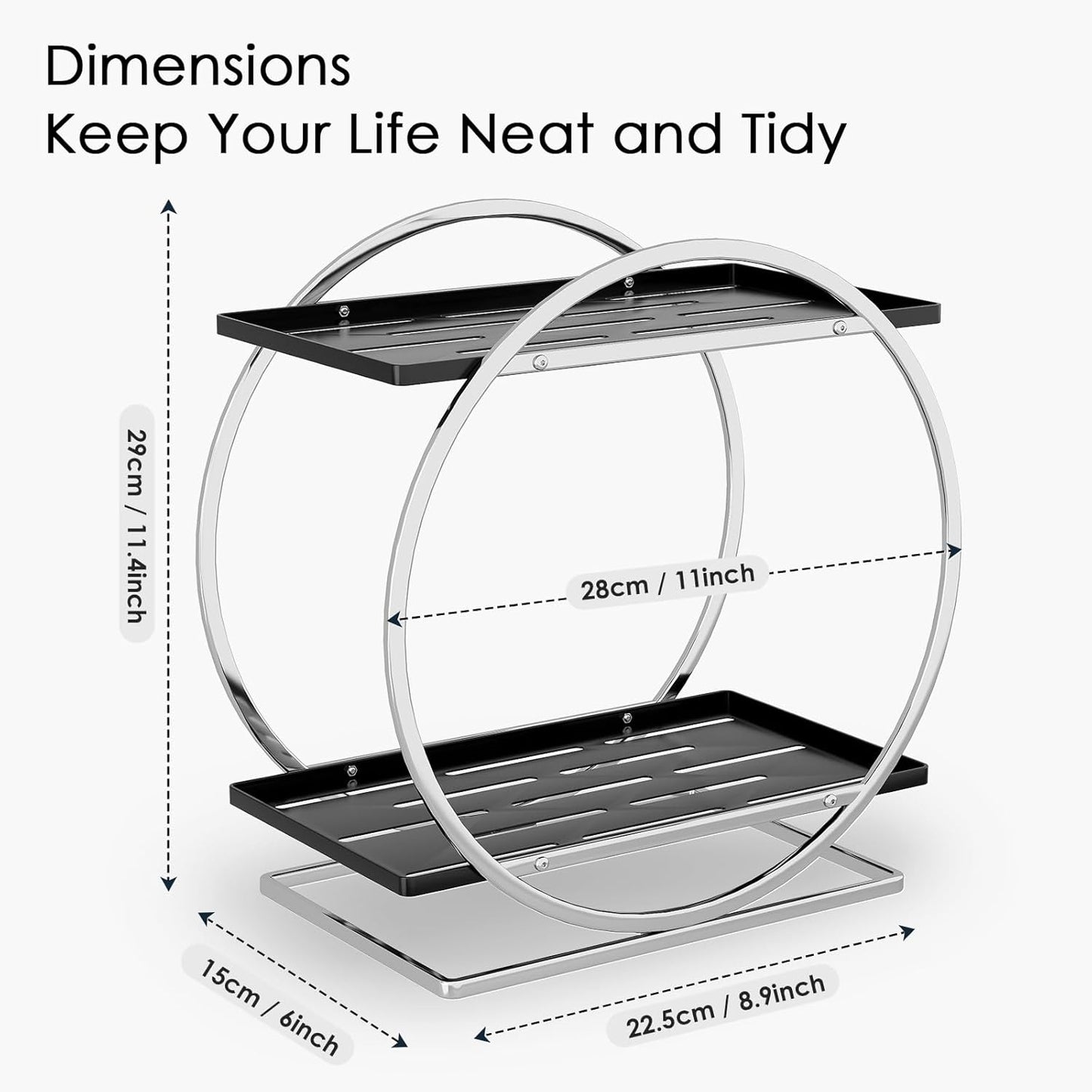 2-Tier Bathroom Organizer Countertop, Silver Black Perfume Organizer for Dresser, Multi-Purpose Makeup Organizer, Large Cosmetic Skincare Organizers, Exquisite Vanity Storage, Ideal for Gift