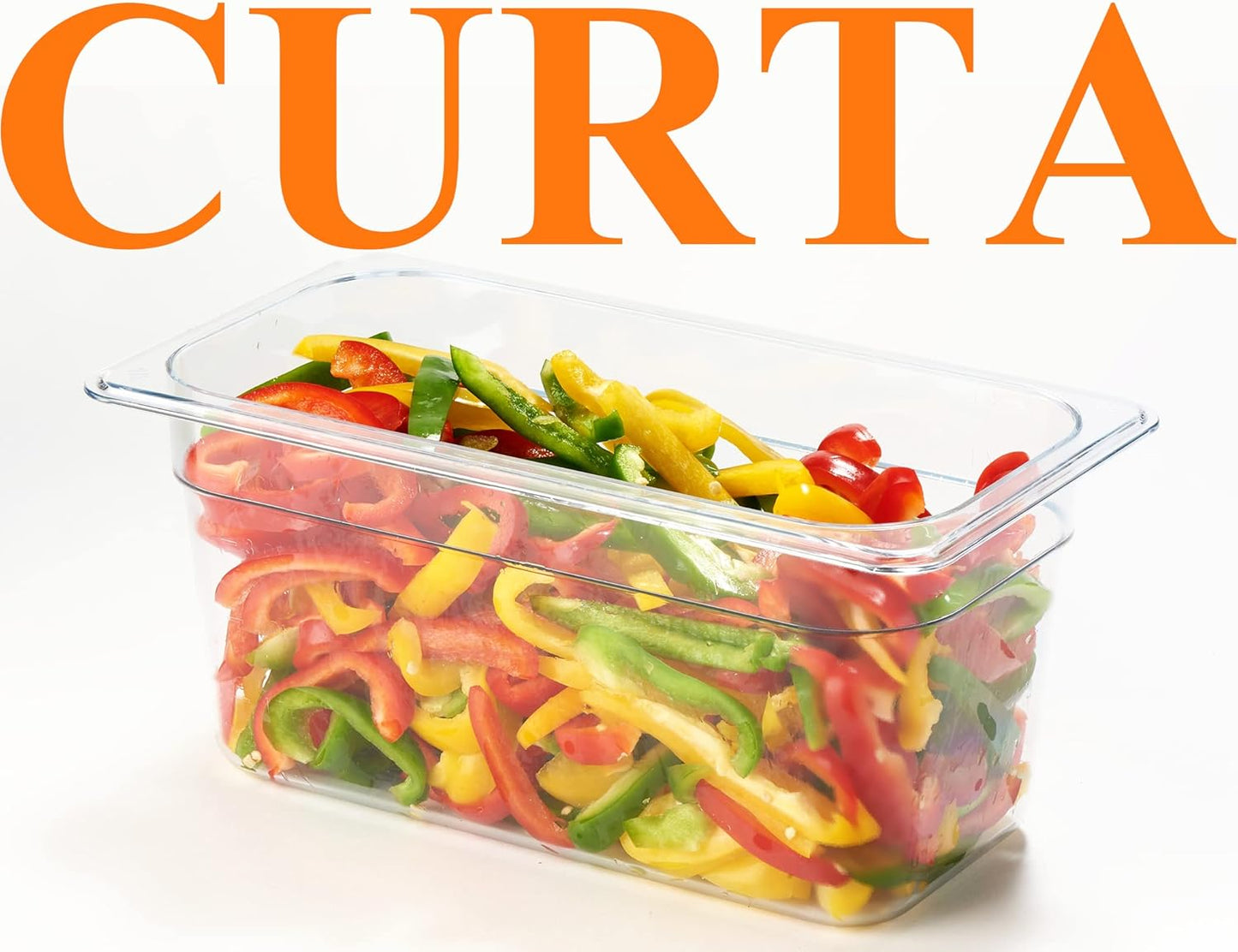 CURTA 6 Pack NSF Food Pans, 1/3 Size 6 Inch Deep, Commercial Polycarbonate Plastic Clear Freezer-Safe