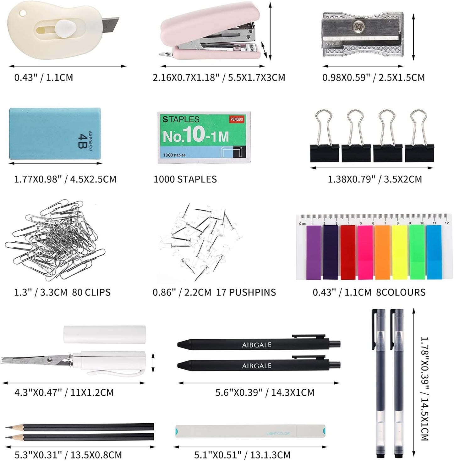 123 Pcs Office Supplies Kit with Desk Organizers, Office Stationery Set, Mini Office Supply Kit Includes Stapler, Paper Clips, Push Pins, Highlighters for Desktop Accessories Set, School Supplies