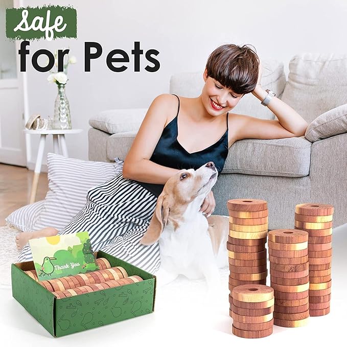 ecoKiwi Cedar Blocks for Clothes Storage - 55 Pack Cedar Rings - 100% Natural Aromatic Cedar for Closets & Drawers - Red Cedarwood Oil Scented Chips with Sandpaper - Cedar Planks Freshener Deodorizer