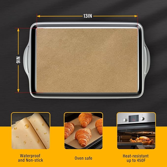 Parchment Paper Sheets for Baking 9-13 IN Precut Non-Stick Parchment Paper Unbleached Baking Sheet Paper for Air Fryer,Baking,Grilling,Steaming,Oven Suitable For Bread Cake Cookies 200pcs