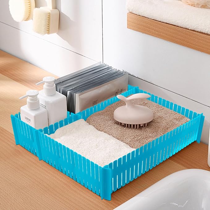 100 PCS Premium DIY Drawer Dividers, Blue, Adjustable Drawer Dividers for Perfectly Organized Drawers, Tidying Makeup, Clothes, Underwear, Cutlery, Kitchen, Bathroom, Bedroom, Office