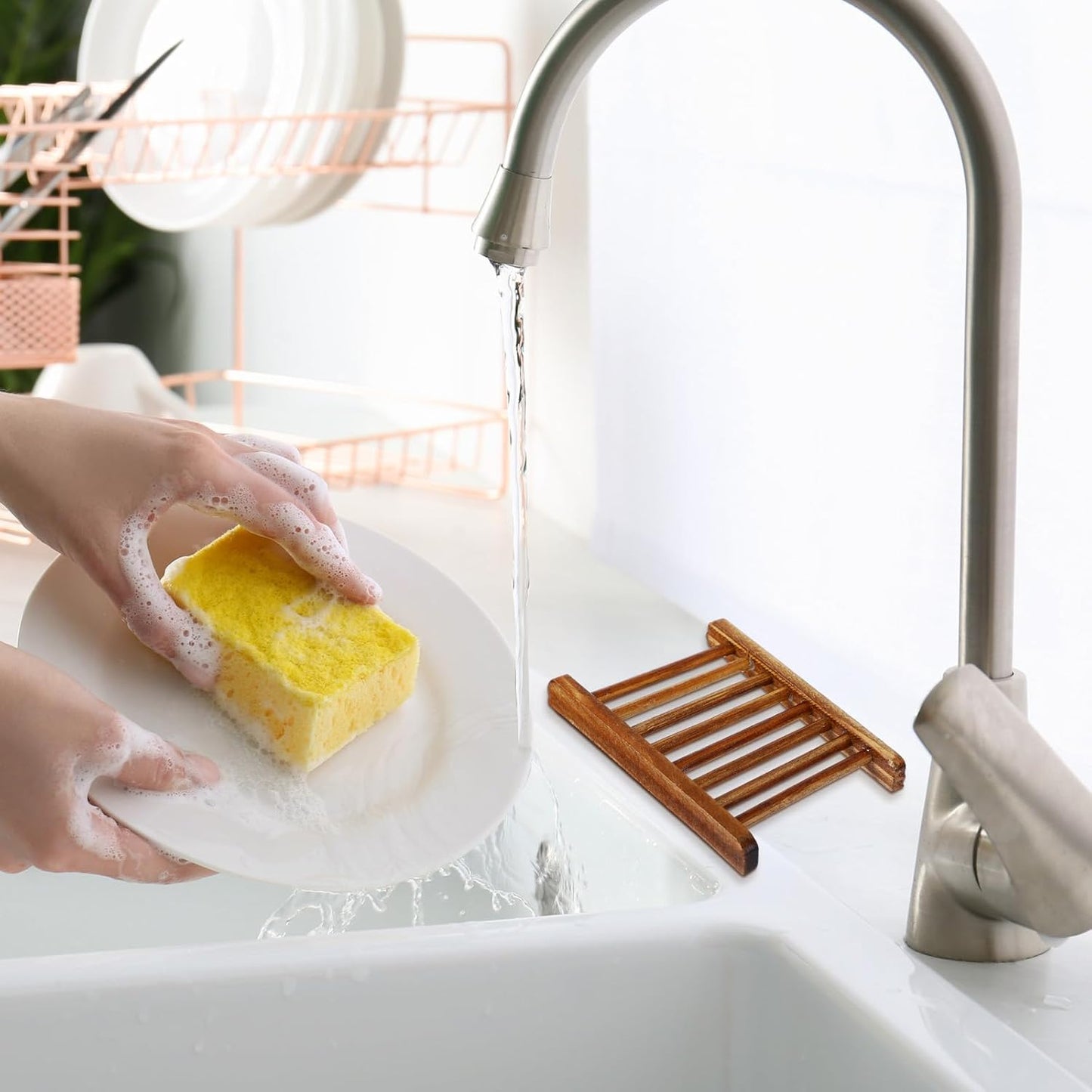 Sawysine 50 Pcs Bamboo Soap Holder Bulk Wood Soap Dish Bathroom Wooden Tray Saver Hand Craft Bathtub Self Draining Dish for Bar Kitchen, Gifts for Christmas, 2 Sizes(Charcoal and Wood Color)