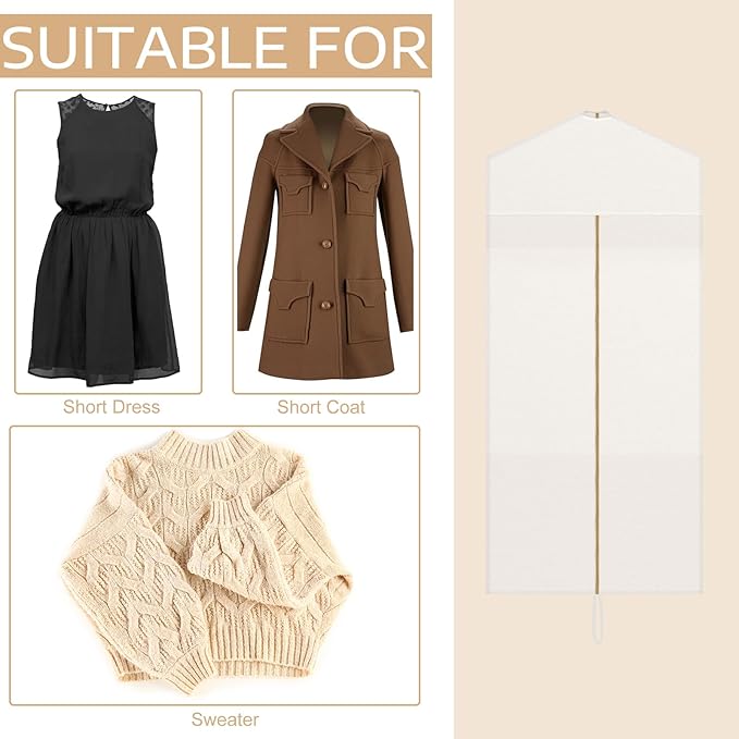 Sotiff Cotton Dress Garment Bags for Long Gowns Long Dress Travel Breathable Foldable Storage Bag Dust Proof(White,40 x 23.6 Inches)