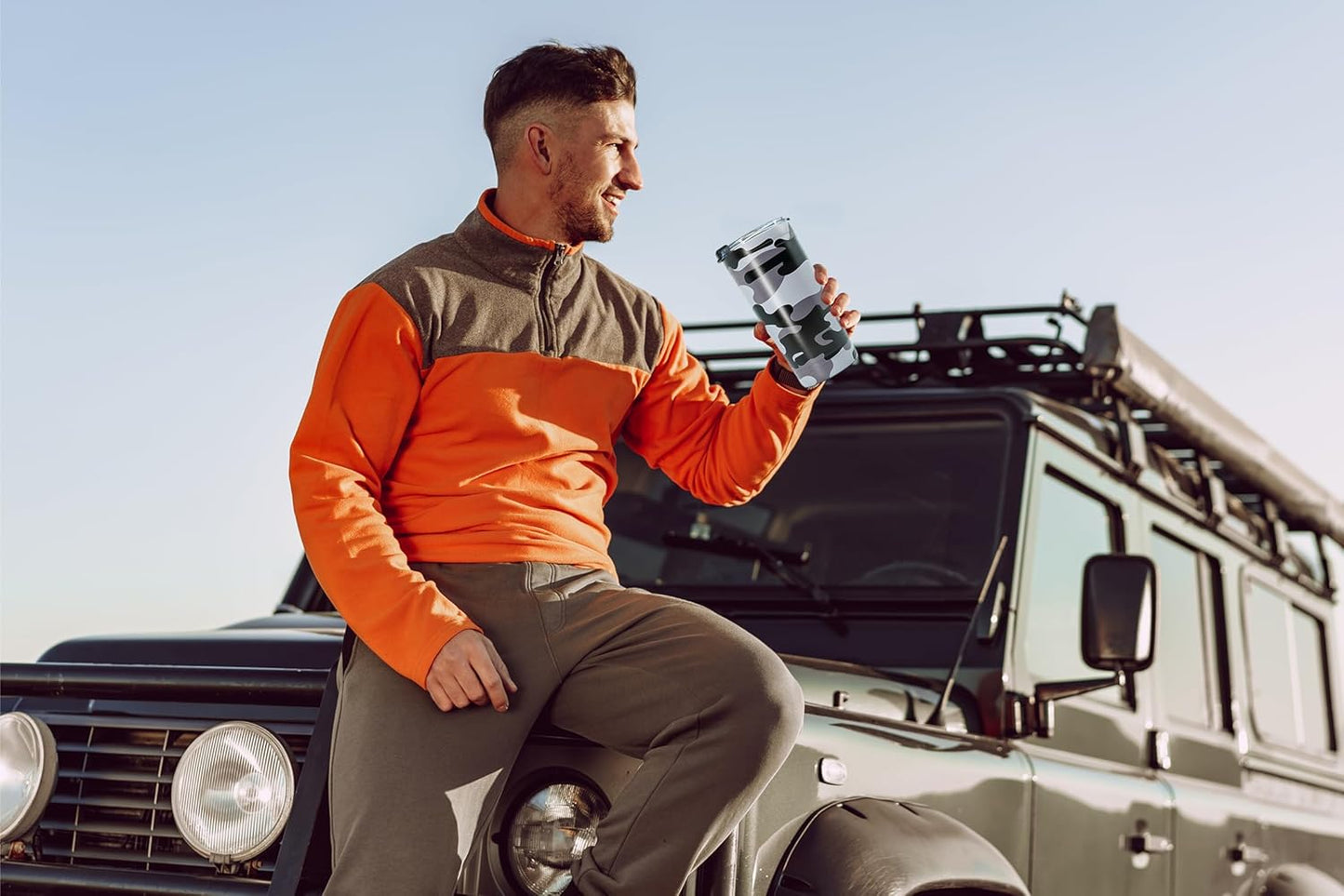 Military Gift Shop Black Camo 20oz Insulated Steel Tumbler with Leakproof Lid-Stainless Steel Vacuum Coffee, Double Wall, Thermal Travel Mug