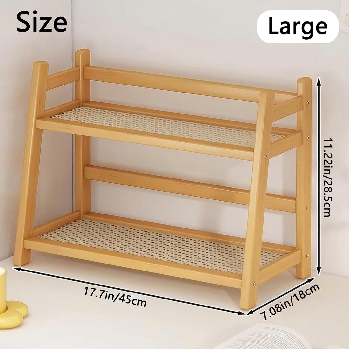 2 Tier Coffee Bar Station Organizer & Bamboo Mug Holder – Countertop Tea and Coffee Bar Accessories Stand, Matcha Display Shelf with Condiment Storage Rack, Cup Organizer for Kitchen Counter (Large)
