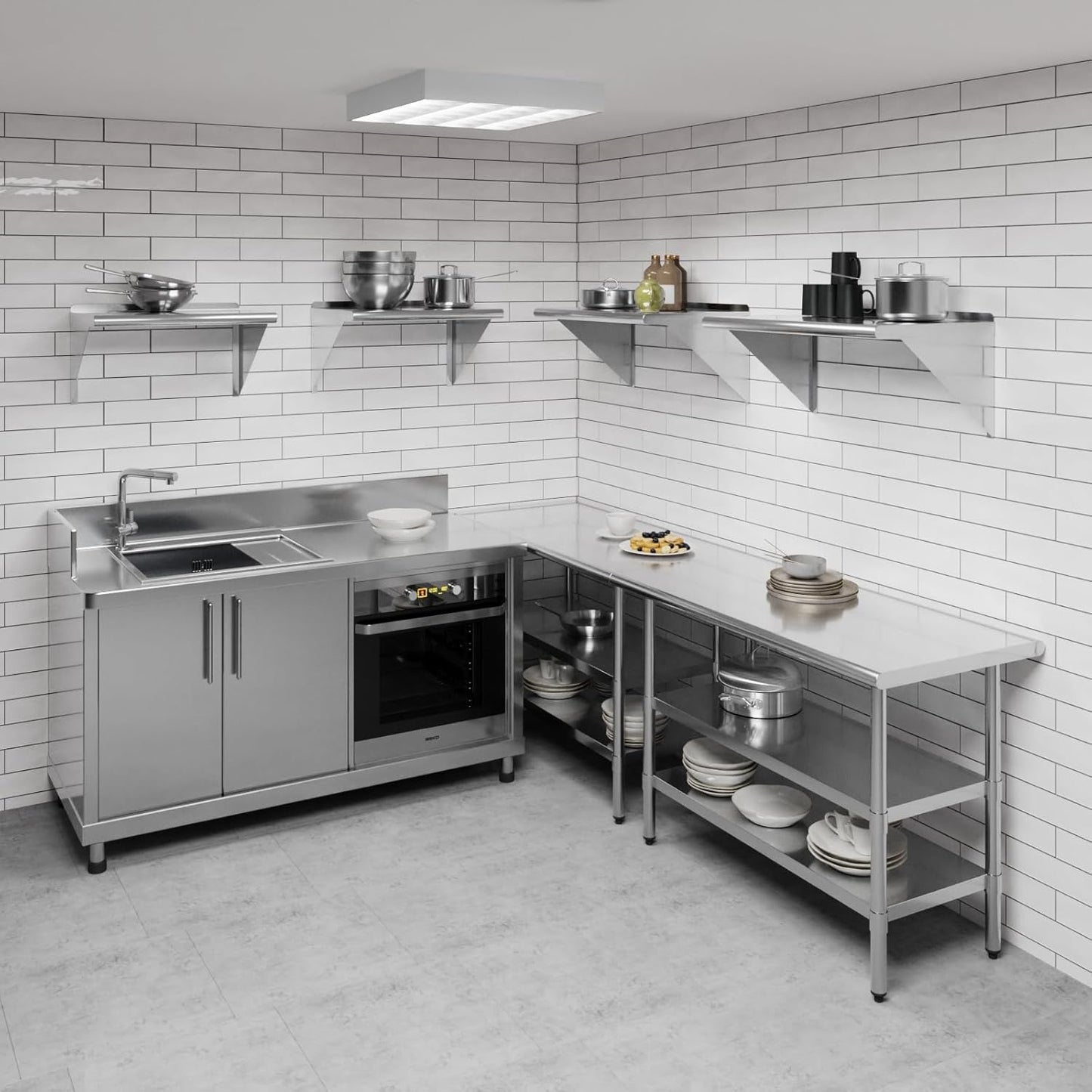 AmGood 30" Long X 18" Deep Stainless Steel Wall Shelf | NSF Certified | Appliance & Equipment Metal Shelving | Kitchen, Restaurant, Garage, Laundry, Utility Room
