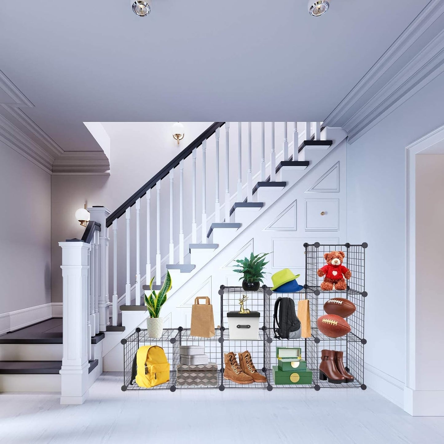 TUMUCUTE Wire Cube Storage Organizer, Metal Storage Shelves Bookshelf, Stackable Modular Closet Organizer for Bedroom Living Room, Office,Storage Shelves (9 Cubes, Iron)