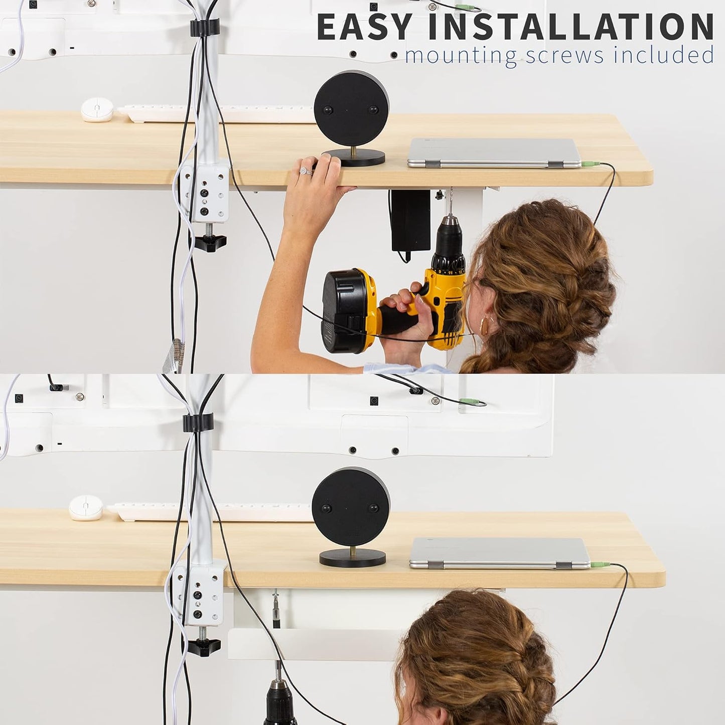 VIVO Under Desk 42 cm Cable Management Tray, Power Strip Holder, Cord Organizer, Wire Tamer for Office and Home, White, DESK-AC06-1CW