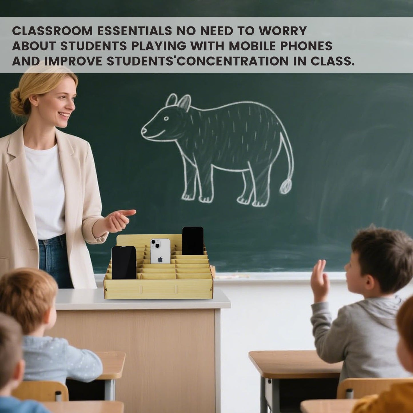 HengTianMei 24 Grid Cell Phone Organizes Storage Box for Office School Classroom