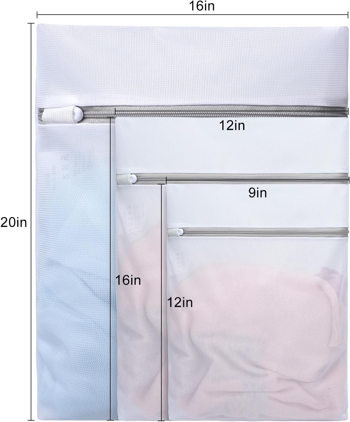 BAGAIL Laundry Bags Mesh Wash Bag for Intimates Lingerie and Delicates, 3Pcs(1S,1M,1L)