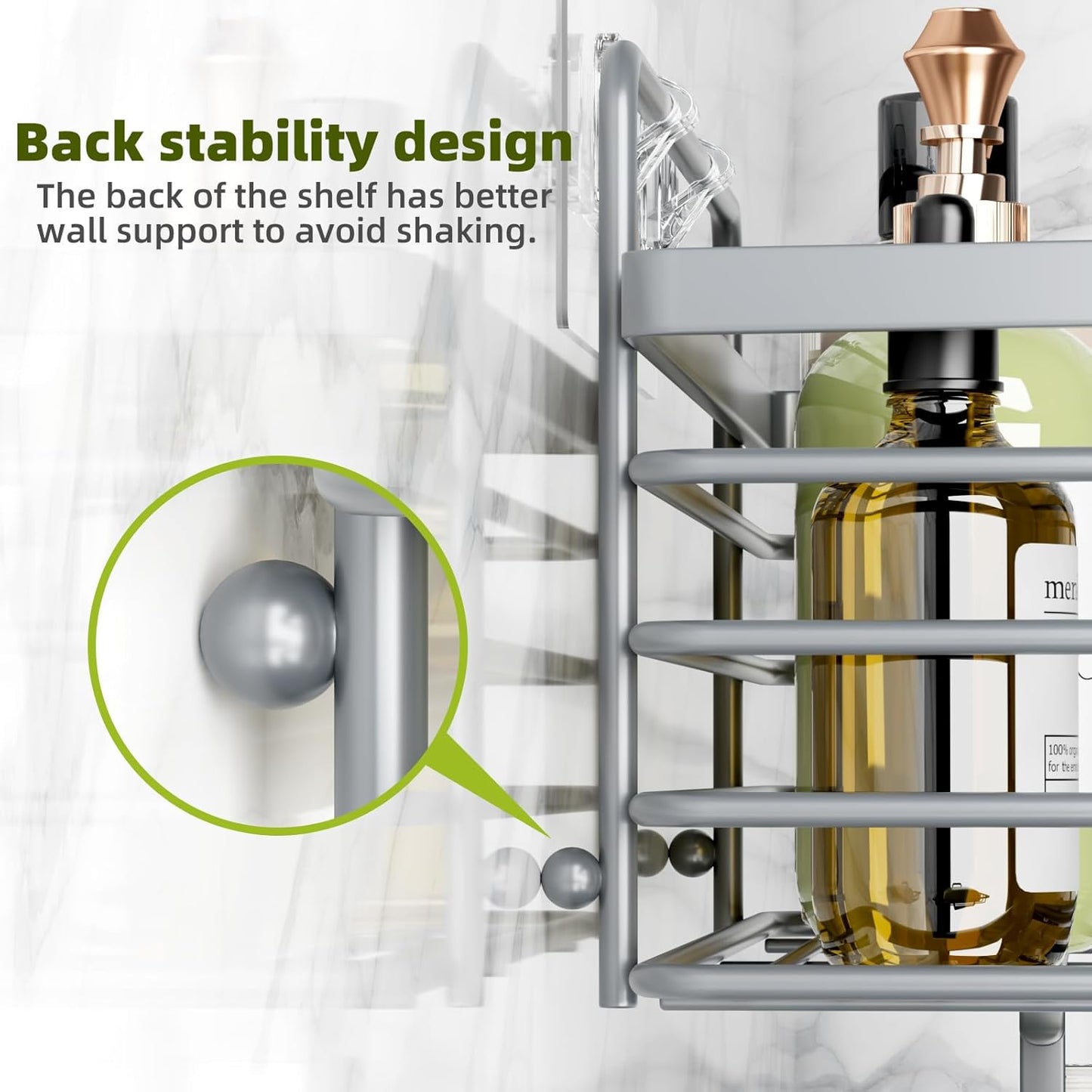 Shower Caddy 3 Pack, Adhesive Shower Shelf Organizer Rack, Rustproof Stainless Steel Bathroom Organizers and Storage, Large Capacity Wall Mounted No Drilling Bathroom Accessories