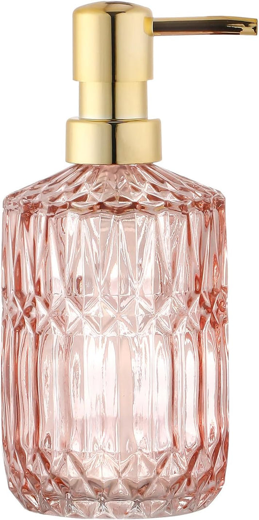 Soap Dispenser with Pump, Refillable Liquid Hand Soap Dish Soap Dispensers for Bathroom Counter, Kitchen Sink (Pink)