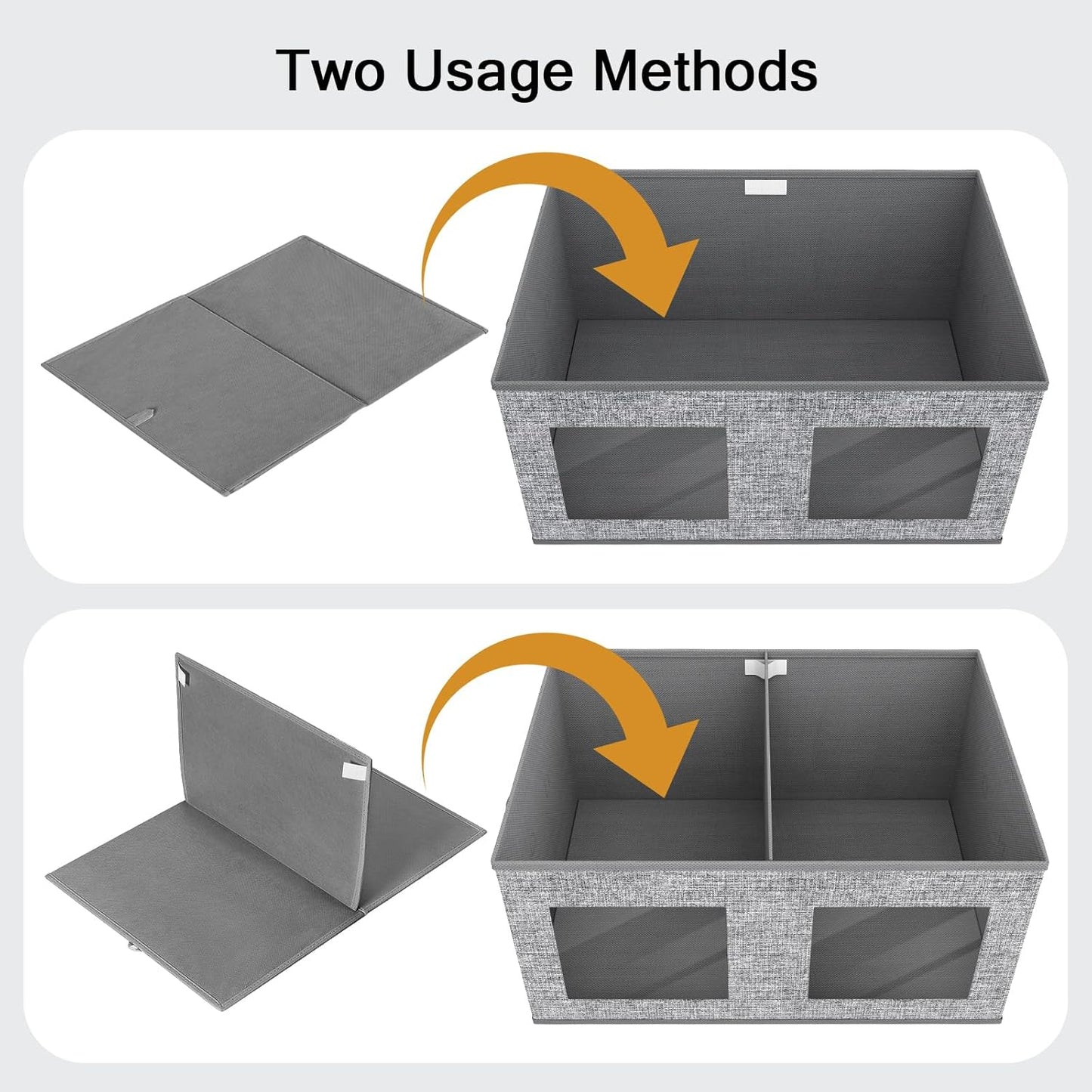 Univivi Large Foldable Fabric Storage Bins with lids [2-Pack] Collapsible Closet Storage Box for Clothes, Closet Organizer with Handles, Storage Cube Basket for Home, Bedroom (Grey, 24" x17" x 12")