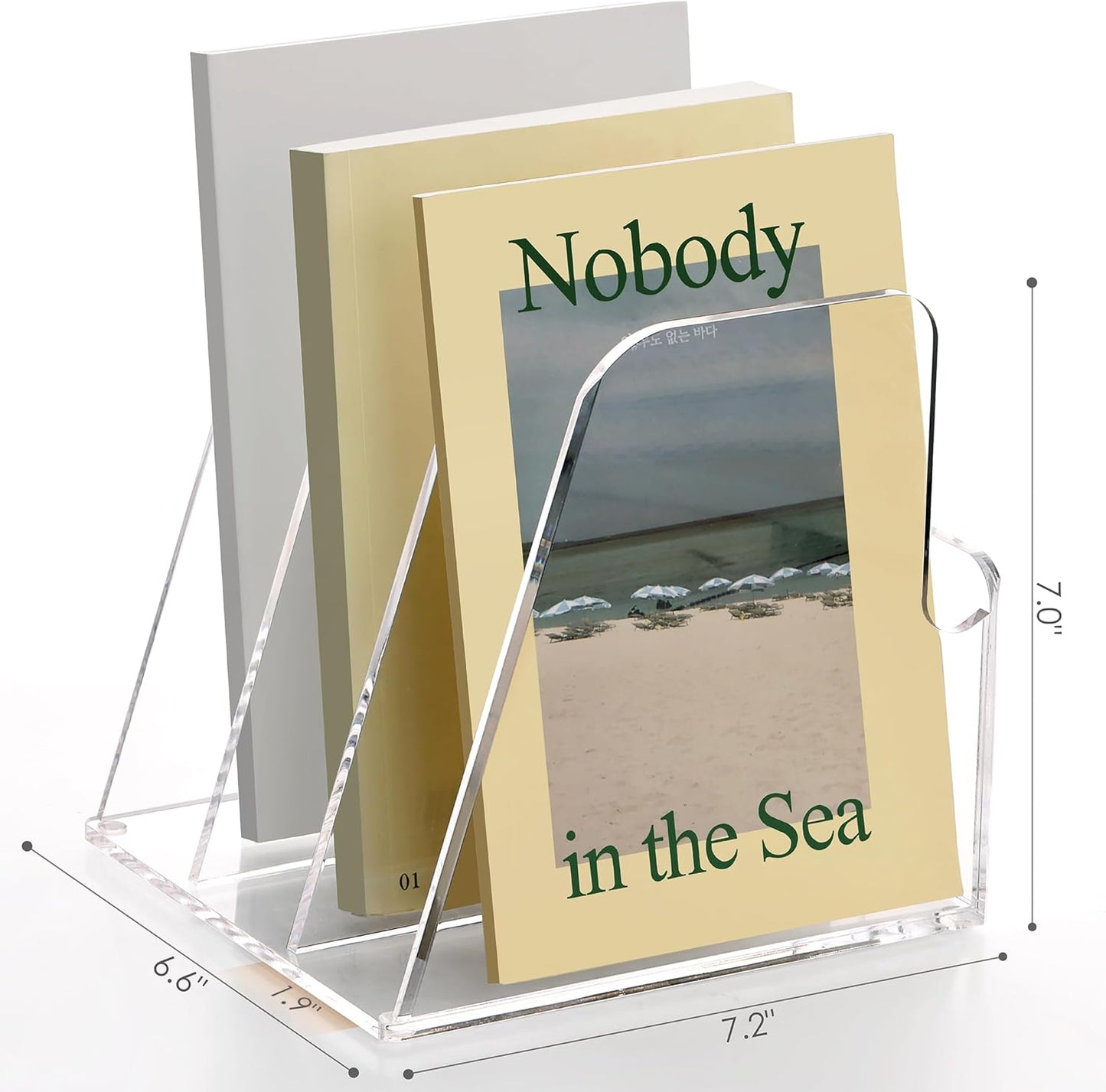 SANRUI Desk Organizer Clear Acrylic Desk Magazine File Holder with 3 Vertical Sections Magazine Rack File Organizer for Office, Home, School