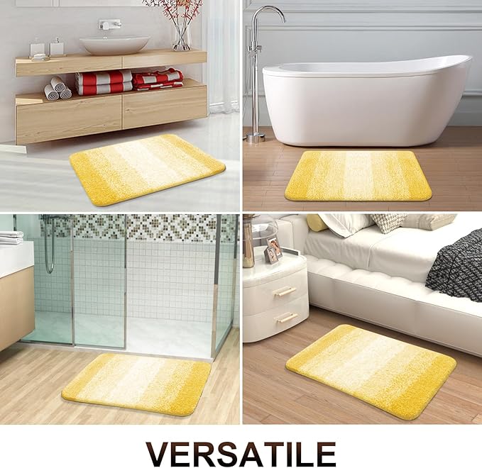 OLANLY Bathroom Runner Rugs 47x24, Extra Soft Absorbent Microfiber Bath Rugs, Rubber Backing, Quick Dry, Machine Washable Bath Mats for Bathroom Floor, Tub and Shower, Home Decor Accessories, Yellow