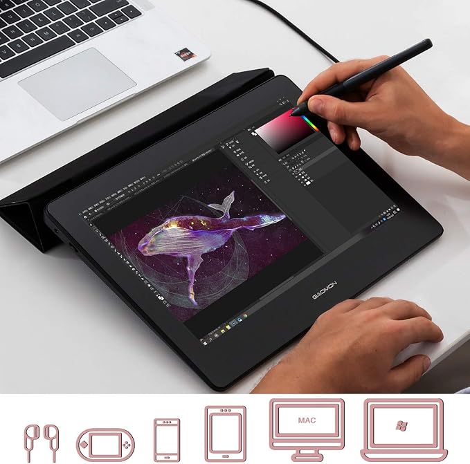 GAOMON PD1220 11.6’’ Pen Display (Charcoal Grey) 86% NTSC Full Laminated Graphics Drawing Tablet with Tilt Support 8192 Levels Passive Stylus, Compatible with Windows & Mac &Android