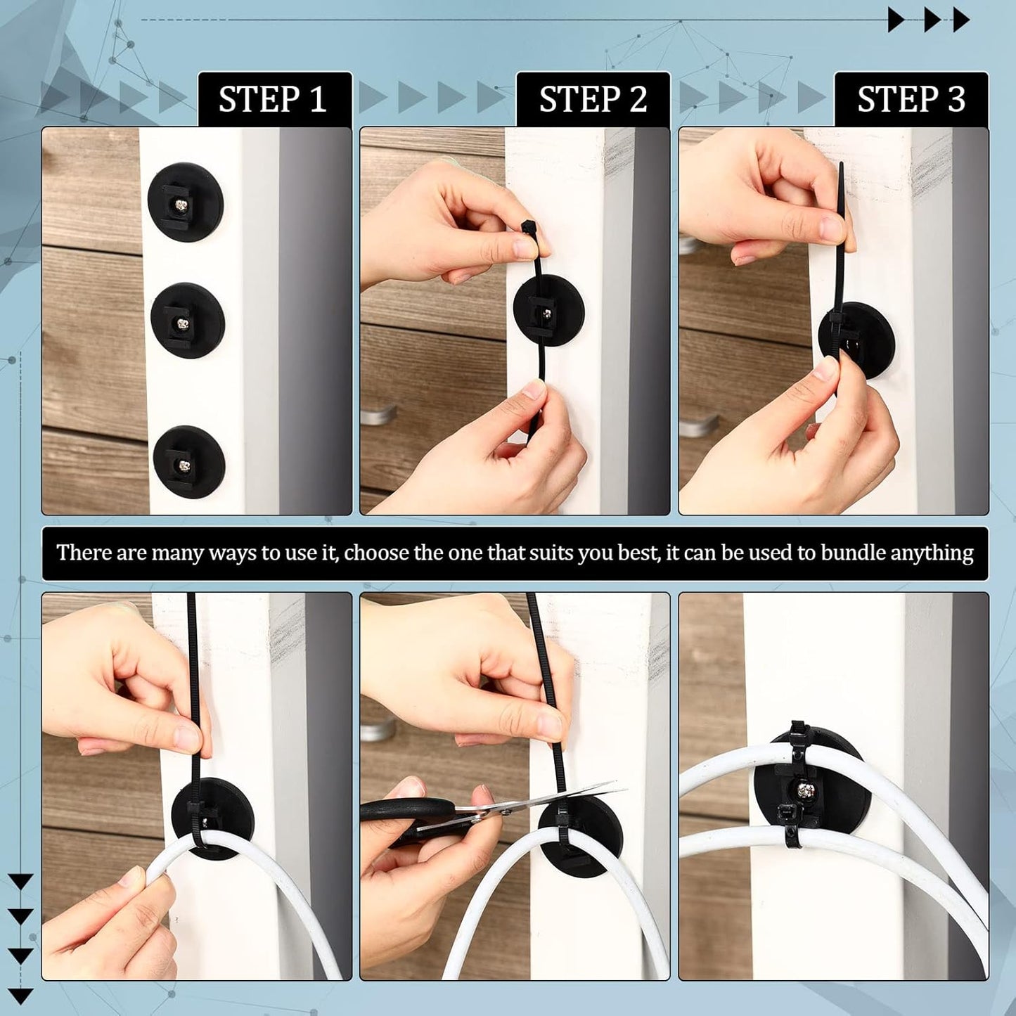 Yookeer 60 Pieces Magnetic Zip Tie Mount Multipurpose Cable Holder Magnets Magnetic Wire Management Bases with Heavy Duty Zip, Mount Nylon Cable Ties in Total (43 mm)