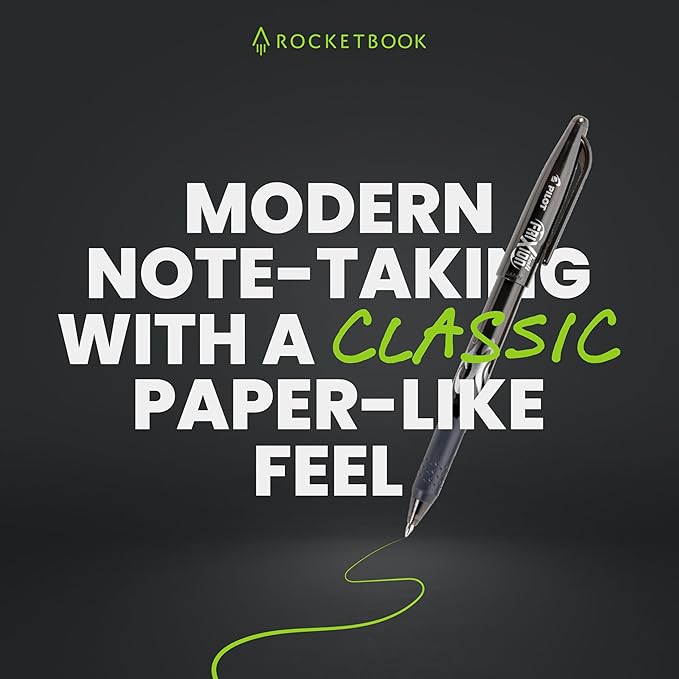 Rocketbook New Core Reusable Spiral Notebook, Letter Size 8.5x11, Green - Dotted Pages, App-Connected, Erasable, Durable Cover, Ideal for School, Work, and Creative Projects
