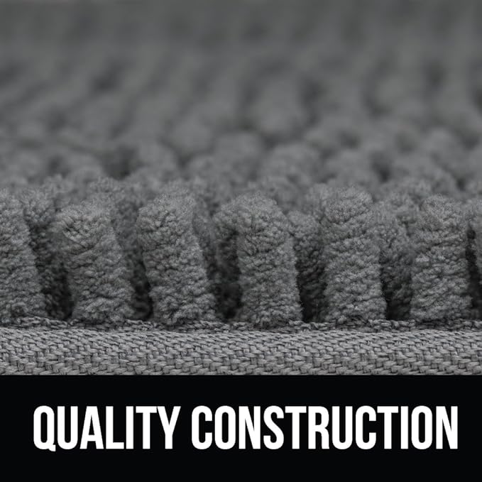 KANGAROO Bathroom Rugs, Chenille Soft Absorbent Bath Rug, Shaggy Shower Mat, Quick Dry Machine Wash Bathmat, Plush Carpet Mats for Tub, Bathtub and Room Home Decor Accessories, 36x24, Gray