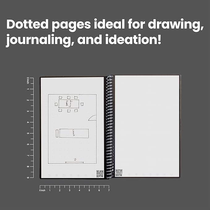 Rocketbook Core Reusable Spiral Notebook, Executive Size 6x8.8, Teal - Dotted Pages, App-Connected, Erasable, Durable Cover, Ideal for School, Work, and Creative Projects