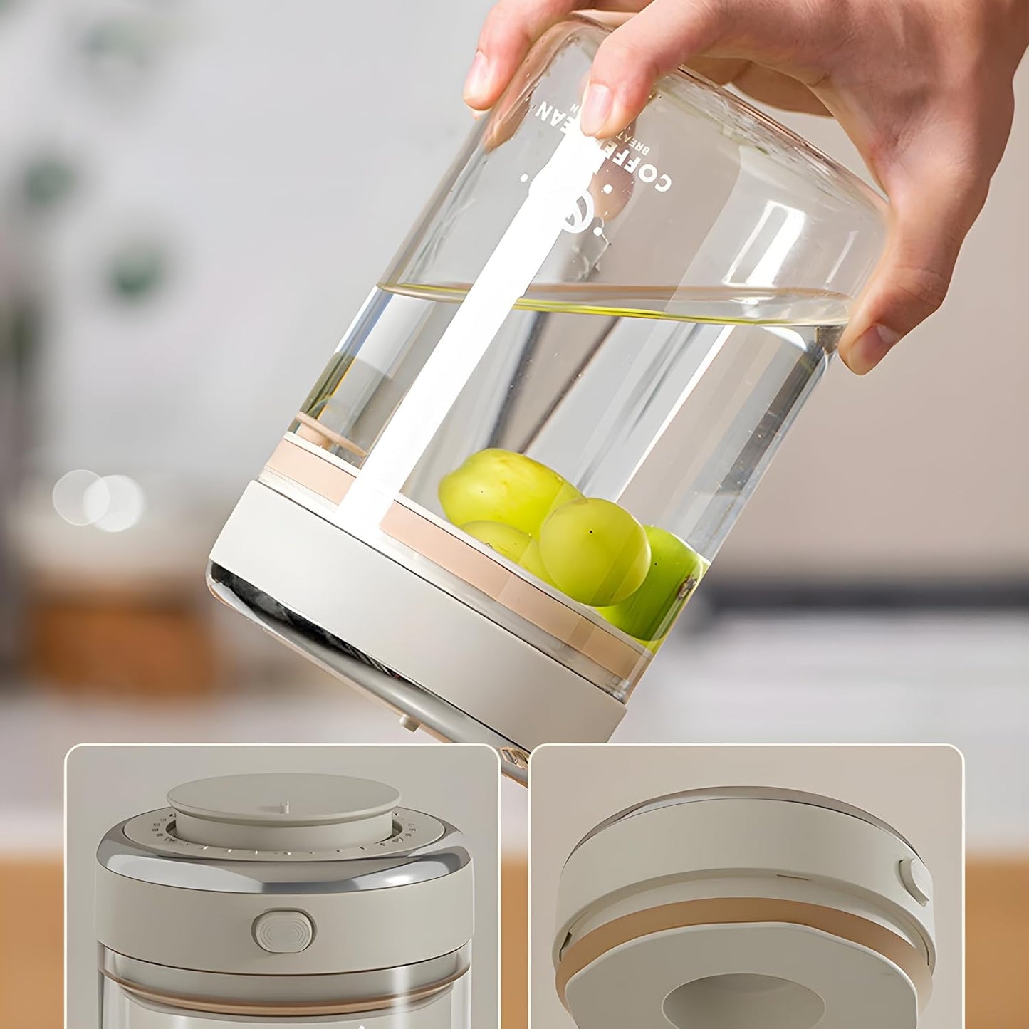 Glass Coffee Bean Storage Container with Airtight Lid,Glass Sealed Jar with Date Tracker,Vacuum Coffee Canister for Nuts,Food Fresh Storage,Clear Borosilicate Glass Jar (37OZ/1100ML)