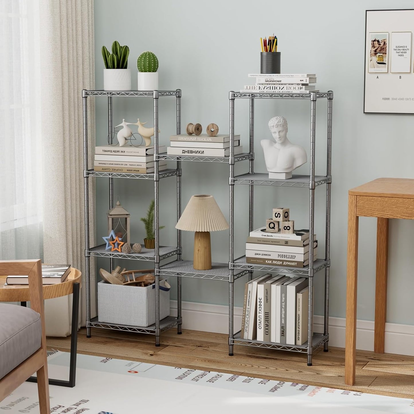 Small 5 tire Shelves Storage Wire Shelving Unit Metal Shelf Adjustable Organizers Storage Shelving for Bathroom Laundry Room Kitchen Pantry10”D x 16”W x 55”H Silver