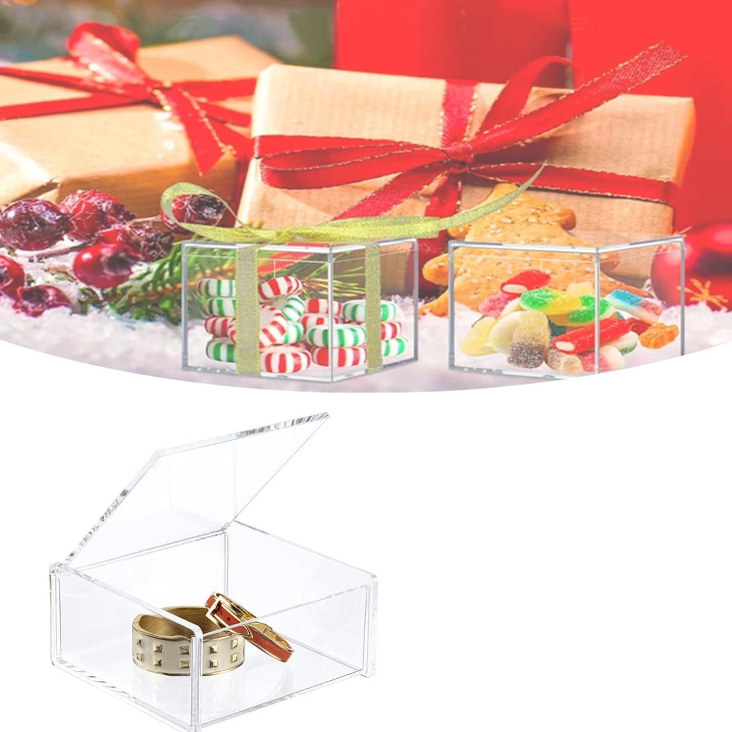 KissYou Acrylic Box with Lid Clear Storage Contanier Coffee Pod Holder Organizers Accessories Clear Hinged Lid Box