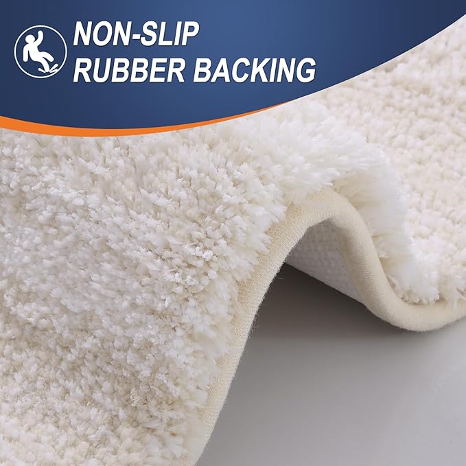 OLANLY Bathroom Runner Rugs 59x24, Extra Soft Absorbent Microfiber Bath Rugs, Rubber Backing, Quick Dry, Washable Bath Mats for Bathroom Floor, Tub and Shower, Home Decor Accessories, Light Beige