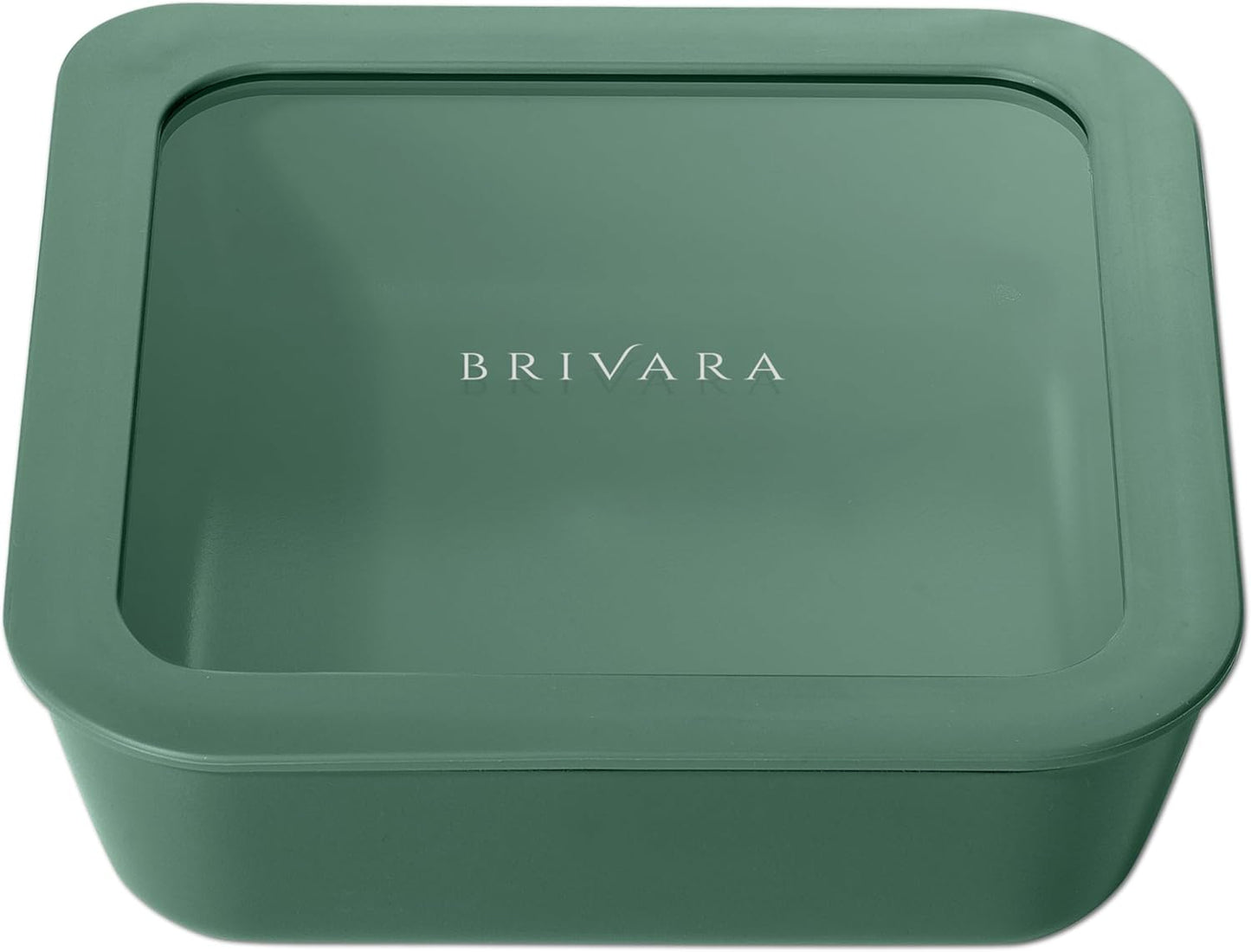 Ceramic Coated Glass Food Storage Container | No PTFE, PFOA, PFAS, and BPA | Reusable Non Toxic Meal Prep Container with Glass Lid | Easy To Store | 5 Cup Square [Pine]