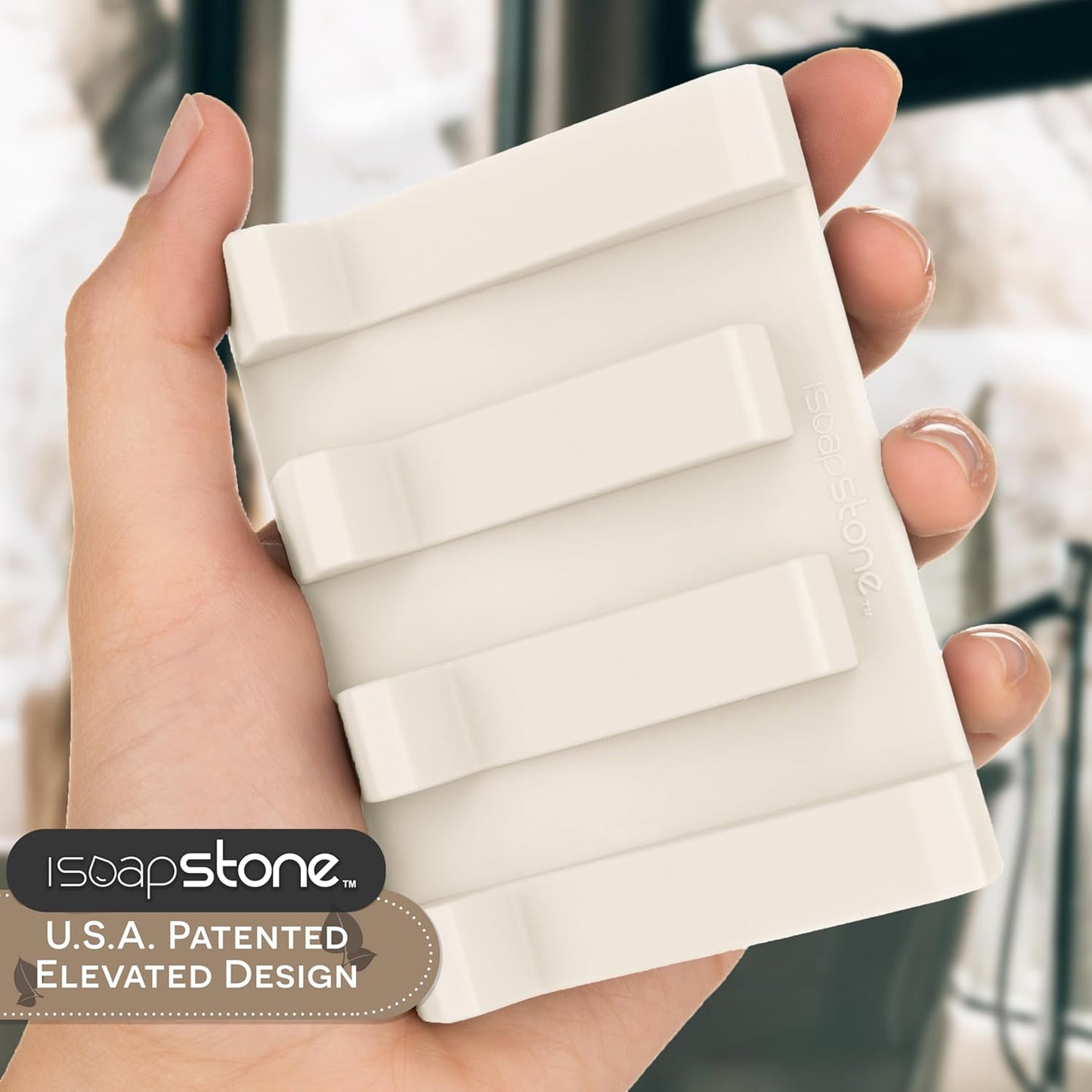 Silicone Soap Dish (USA Patented) Self Draining Bar Soap Holder for Shower Bathroom Sink, Drying Soap Dish Tray Sponge Holder Easy Cleaning Soap Saver Travel Accessories (Beige, 1)