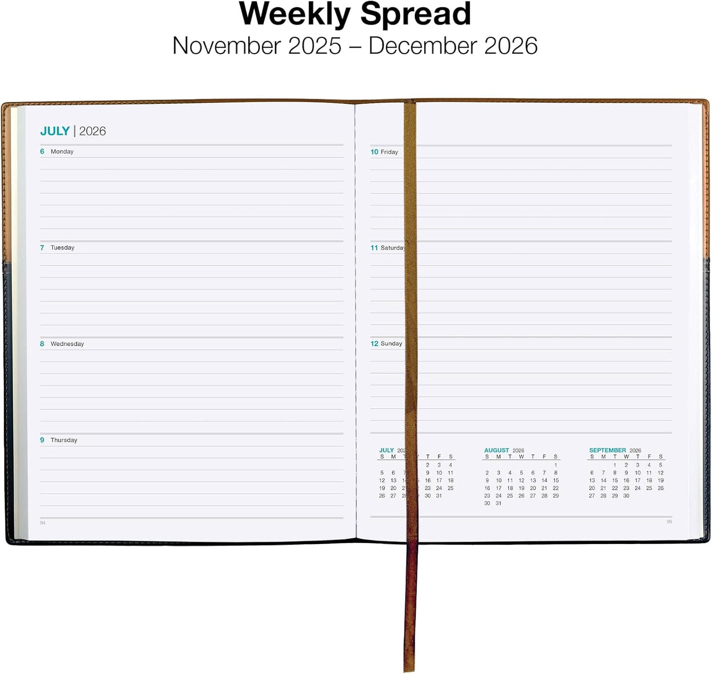 2026 Planner Calendar, 8"x10" : Includes 14 Months (November 2025 - December 2026) / 2026 Weekly Planner/Weekly Agenda/Monthly Calendar Organizer (Brown/Black)