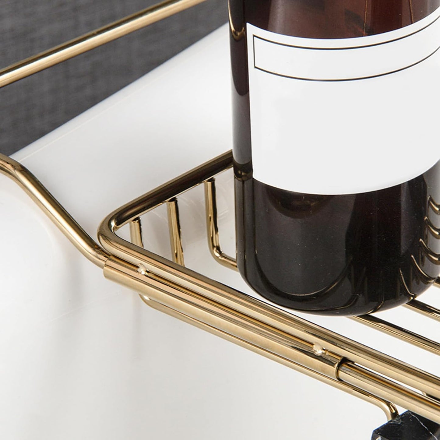 Stainless Steel Bathtub Caddy Tray, Expandable Bathtub Holder Table, Adjustable Bathroom Tray, Bath Organizer Tub Shelf,Gold,26.8~35.4in