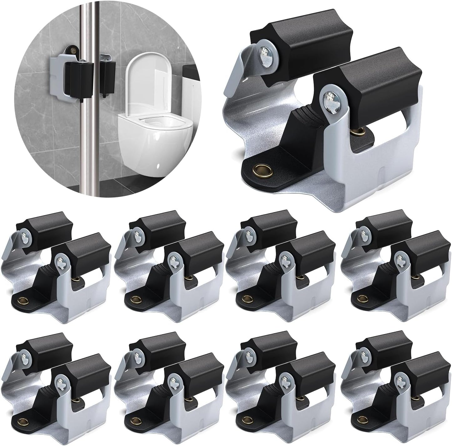 3-H 8 Pack Mop and Broom Holder Big Size Hanging 1 KG Extra,Broom Hanger Wall Mount for Hanging and Organizing Shove Rake Yard Tools in Shed Kitchen Laundry Room Bathroom Garden(black)