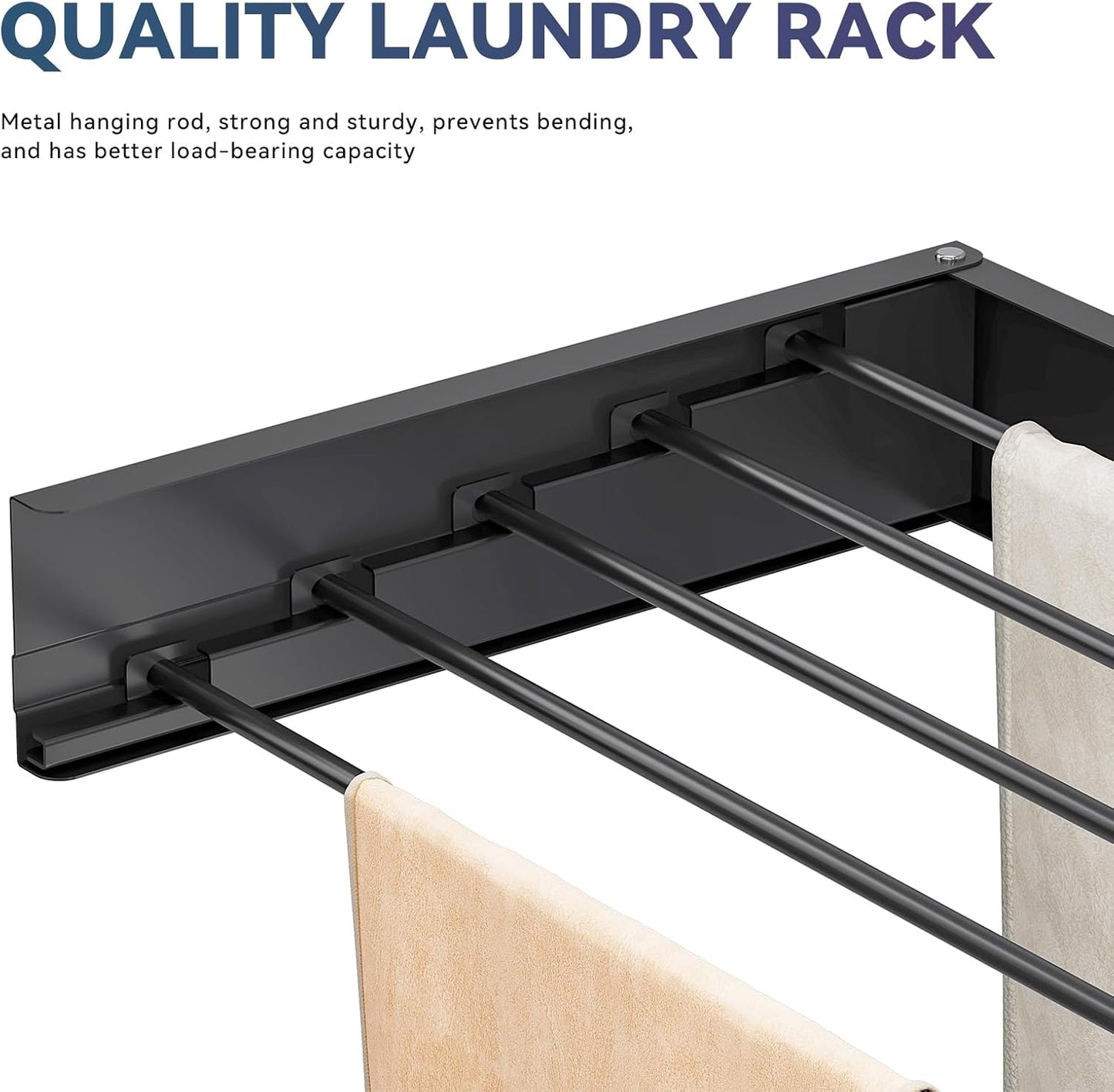 APEXCHASER Wall Mounted Clothes Drying Rack, Laundry Drying Rack Foldable, Towel Racks for Bathroom Balcony Laundry Shower Tub Wall Mount, Collapsible Drying Rack for Clothing, 31.5", Matt Black