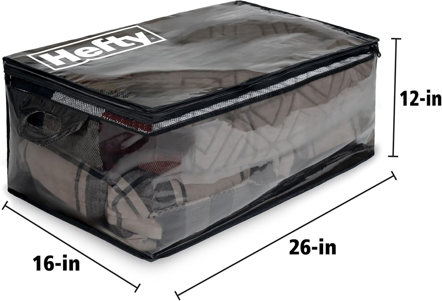 Hefty Storage Bags Extra Large Double Zipper Backpack, Heavy Duty Water Resistant Moving Totes with Shoulder Straps, Foldable Reusable Packing Organizers, 2 Pack (X-Large Black)