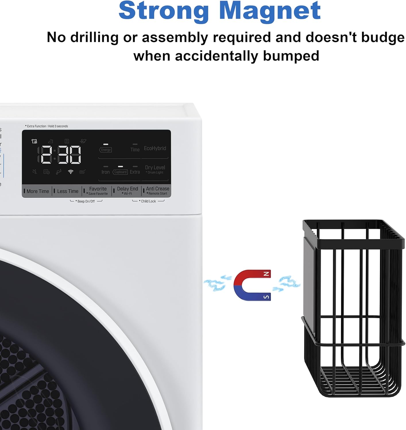 Thipoten Dryer Ball Holder, Magnetic Dryer Ball Storage for Laundry Room, Perfect Space Saver for Holding Dryer Balls of Various Sizes (Black)